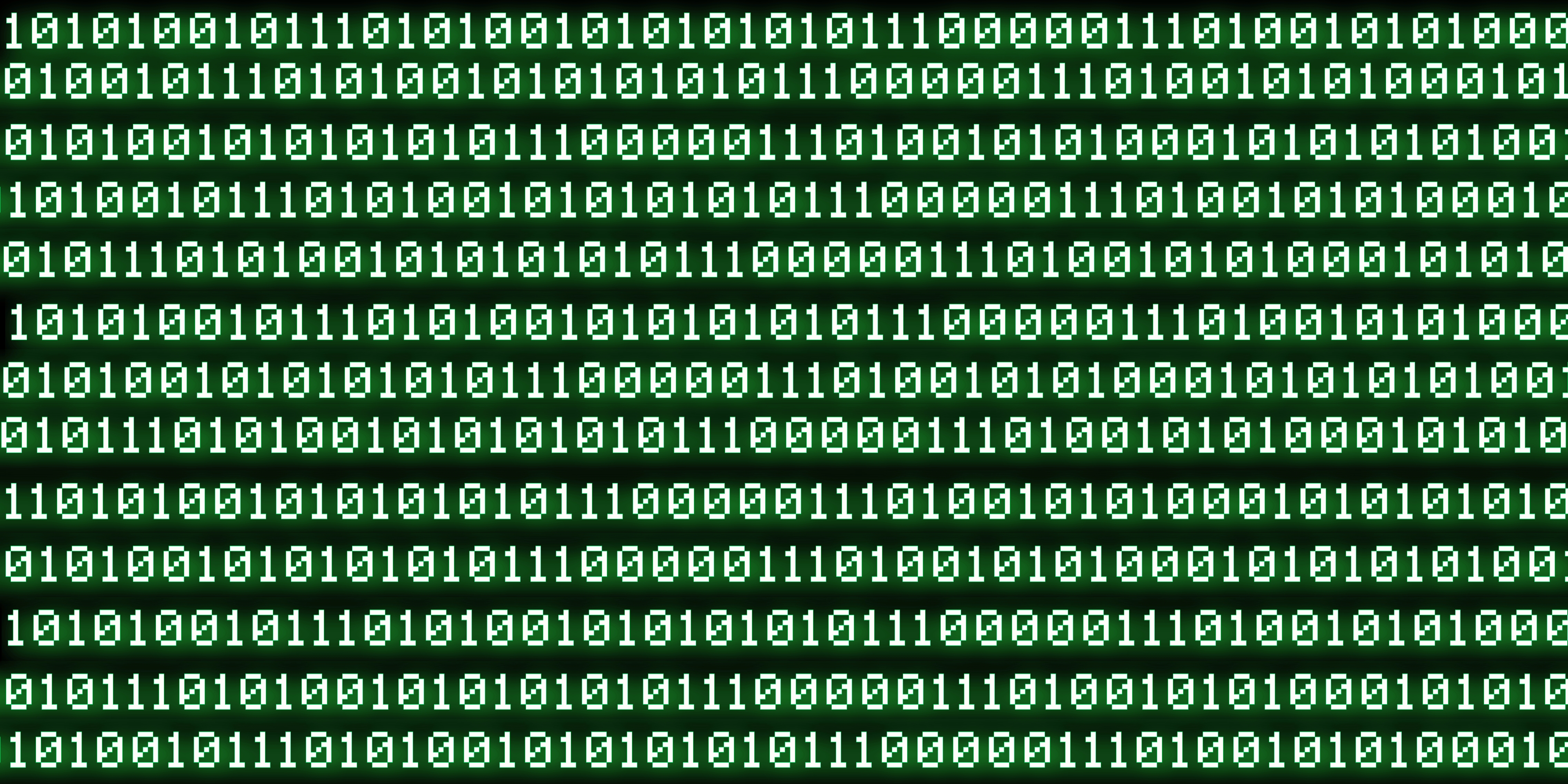 Binary number data stream screen background, green, concept for visualizing data